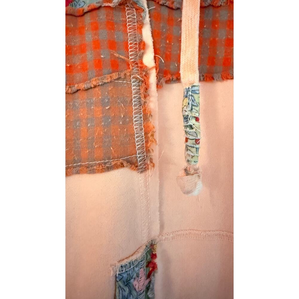 Easel Patchwork Hoodie Tunic Peach Floral Boho Oversized Medium NWT - Picture 7 of 8